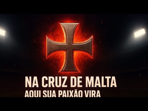 Cruz de Malta com fundo vermelho e queimado.