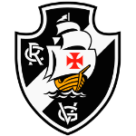 0-42223 Imagem do escudo do Vasco da Gama com cores preta, branca, vermelho e amarelo.