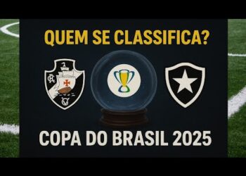 Imagem de uma taça de futebol com escudos do Flamengo e Botafogo ao lado, em destaque para a Copa do Brasil 2025.