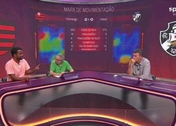 Veja o mapa de calor do jogo Flamengo 2 x 0 Vasco.