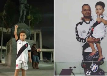 Edmundo da Gama, torcedor do Vasco, ao lado do pai