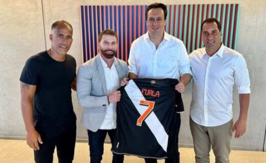 Felipe, Pedrinho e Edmundo ao lado de Rafael Furlanetti