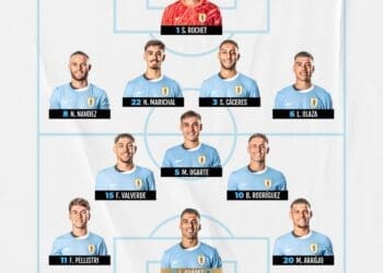 Puma Rodríguez é reserva na partida entre Uruguai e Paraguai