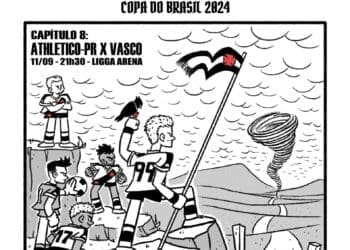 Confira a arte promocional do confronto entre Athletico-PR e Vasco.