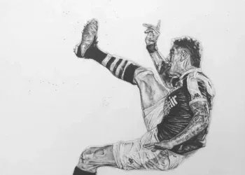 Artista vascaíno Luan Gomes ilustra o gol de Vegetti frente ao Vitória