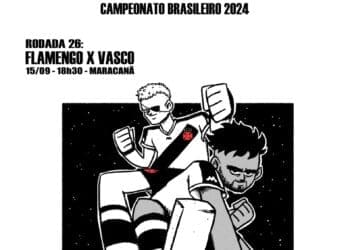 Confira a arte promocional do jogo Urubu x Vasco.
