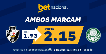 Confira as odds das casas de apostas para Vasco x Palmeiras.