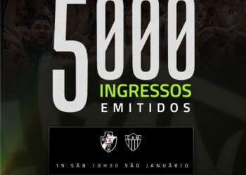 Já foram liberados 5 mil bilhetes para a partida entre Vasco e Atlético-MG.