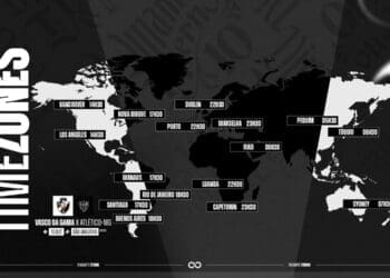 Vasco anuncia o horário da partida contra o Atlético-MG em diferentes regiões do mundo.