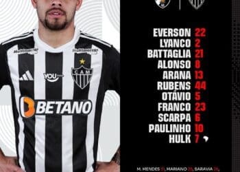 Veja a escalação do Atlético-MG para a partida contra o Vasco; o vascaíno Paulinho é titular.