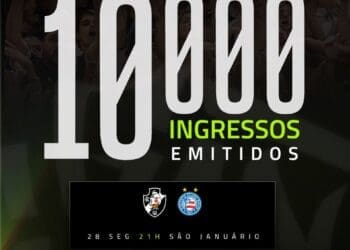 Já foram vendidos 10 mil ingressos para a partida entre Vasco e Bahia.
