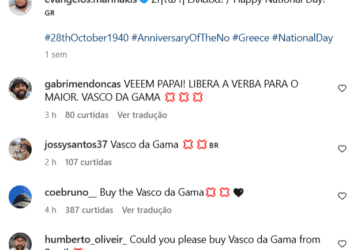 Especulado como potencial investidor na Vasco SAF, Evangelos Marinakis é alvo de invasões nas redes sociais por torcedores do Vasco.