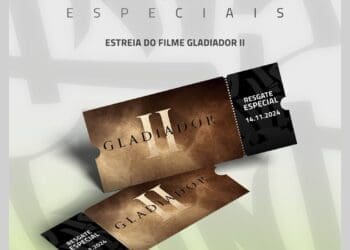 Sócios poderão retirar ingressos para a sessão especial do filme Gladiador II a partir das 17h30.