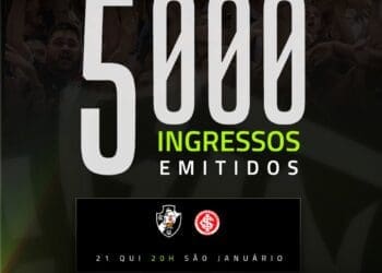 Já foram disponibilizados 5 mil ingressos para o confronto entre Vasco e Internacional.