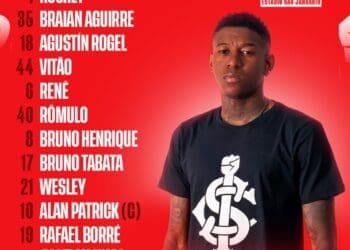 Veja a formação do Internacional para a partida contra o Vasco; o ex-jogador do Vasco, Nathan, está entre as opções no banco de reservas.