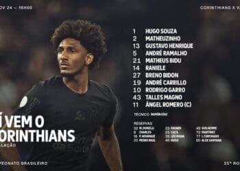 Veja a escalação do Corinthians para a partida contra o Vasco; Talles Magno, criado nas categorias de base do Vasco, é um dos titulares.