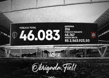 Neo Química Arena acolheu um público de 46.083 espectadores para o confronto entre Corinthians e Vasco.