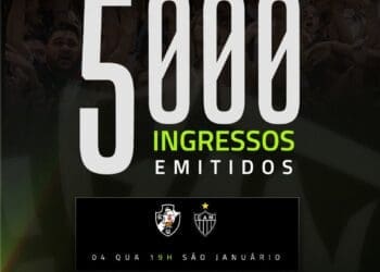 Já foram disponibilizados 5 mil ingressos para o jogo entre Vasco e Atlético-MG.
