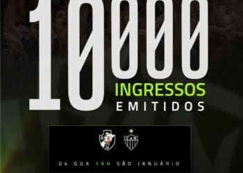 Já foram vendidos 10 mil ingressos para o confronto entre Vasco e Atlético-MG.