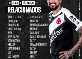 Confira os convocados do Vasco para a partida contra o Atlético-GO.