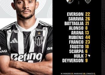 Veja a formação do Atlético-MG para o confronto contra o Vasco; o vascaíno Alan Kardec fica como alternativa no banco.