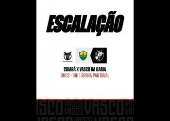 Confira a formação do Vasco para o confronto contra o Cuiabá.