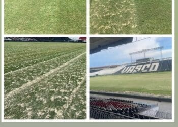 Confira mais fotos do processo de restauração e cuidado dos campos de treino no CT Moacyr Barbosa.