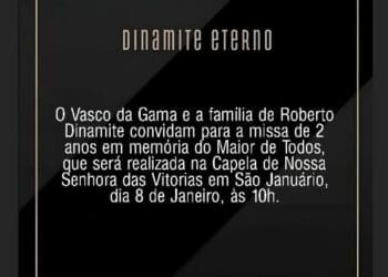 Missa em homenagem aos 2 anos de falecimento de Roberto Dinamite será celebrada nesta quarta-feira às 10h na Capela Nossa Senhora das Vitórias.