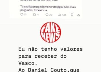 Pedrinho reitera que não possui valores pendentes com o Vasco e anuncia que realizará uma interpelação criminal.