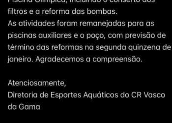 Natação: Obras em andamento na piscina olímpica de São Januário