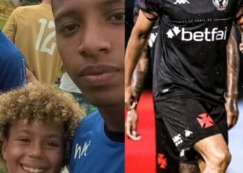 Quando era criança, Lukas Zuccarello era fã de Tchê Tchê, que agora é seu colega no Vasco. Confira a comparação entre uma foto antiga e uma atual.