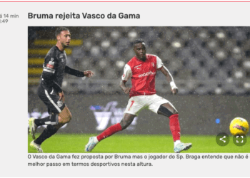 Bruma recusa oferta do Vasco, segundo a imprensa de Portugal.