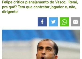 Vascaíno revive crítica de Felipe, ex-jogador do clube, em 2012: ‘É preciso contratar jogadores, e não dirigentes’