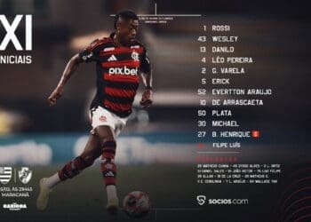 Confira a escalação do Flamengo para a partida contra o Vasco.