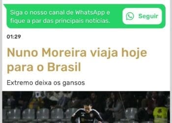 Imprensa portuguesa informa que Nuno Moreira embarca nesta quinta-feira rumo ao Brasil.