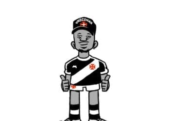 Confira a charge de Loide Augusto vestindo a camisa do Vasco.