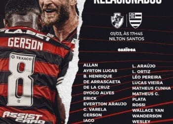 Flamengo anuncia convocados para a partida contra o Vasco; confira