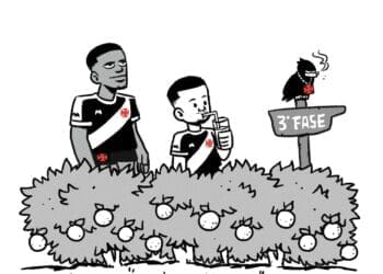 Veja a charge referente à vitória do Vasco sobre o Nova Iguaçu na Copa do Brasil.