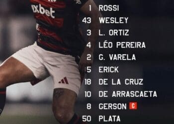 Confira a formação do Flamengo para a partida contra o Vasco.