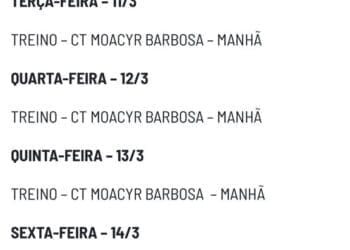 Confira a agenda de treinos do Vasco para esta semana.