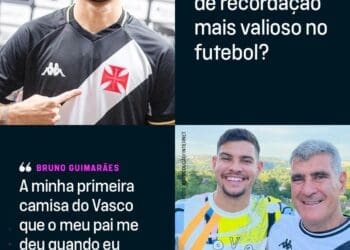 Bruno Guimarães revela que sua memória mais preciosa no futebol é a primeira camisa que recebeu do Vasco.