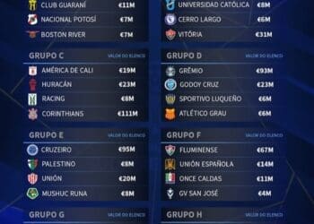 Vasco possui o quinto elenco mais valioso da fase de grupos da Copa Sul-Americana.