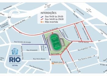 CET-Rio informa sobre interdições nas proximidades de São Januário para o jogo Vasco x Santos.