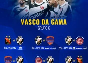 Veja a tabela com os canais que irão transmitir os jogos do Vasco na Copa Sul-Americana.