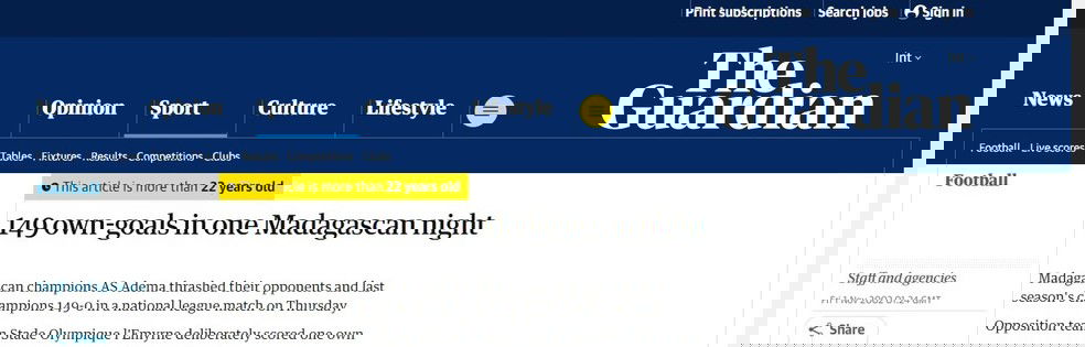 20250401-102859-1-31-noticia-da-goleada-de-149-a-0-publicada-no-site-ingles-the-guardian-foto-reproducao Notícia da goleada de 149 a 0 publicada no site inglês The Guardian — Foto: Reprodução