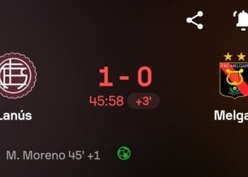 Intervalo; no grupo do Vasco na Sul-Americana, o Lanús está liderando o Melgar por 1 a 0.