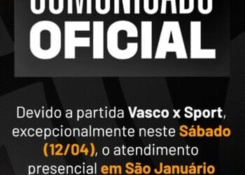 Atendimento Presencial para Sócios em São Januário: Horário Especial Neste Sábado das 13h30 às 16h30