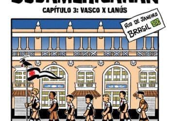 Confira a charge sobre o duelo entre Vasco e Lanús.