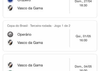 Vasco disputará 6 jogos consecutivos fora do Rio de Janeiro.