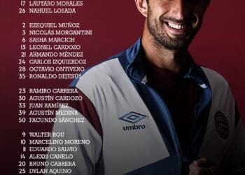 Confira os convocados do Lanús para a partida contra o Vasco.